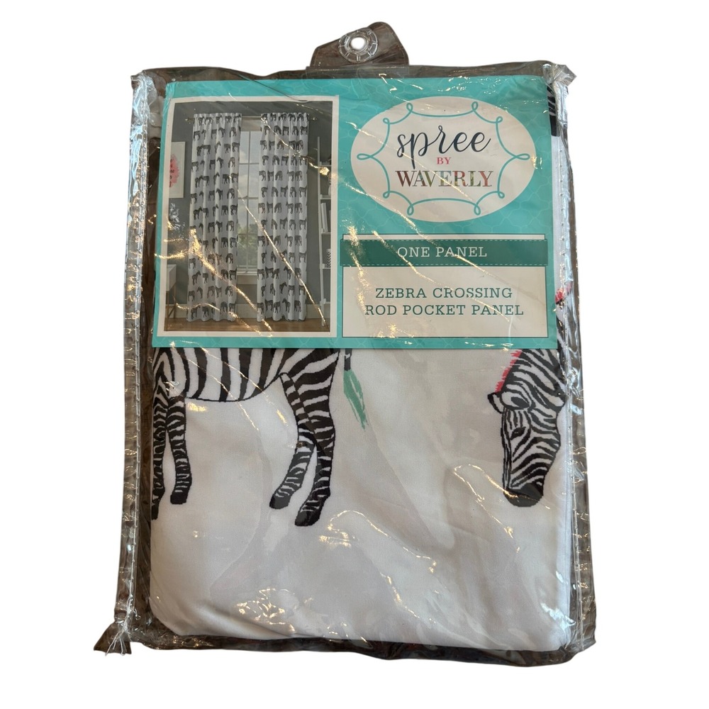 New Waverly Zebra Crossing Curtain Panel Kids 42x63 Multi Rod Pocket Animal